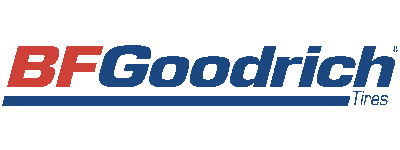 BFGoodrich Tires logo: red 'BF' and blue 'Goodrich' with a blue underline.