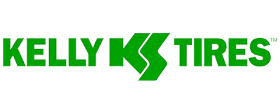 Kelly Tires logo in bold green letters with a stylized K emblem